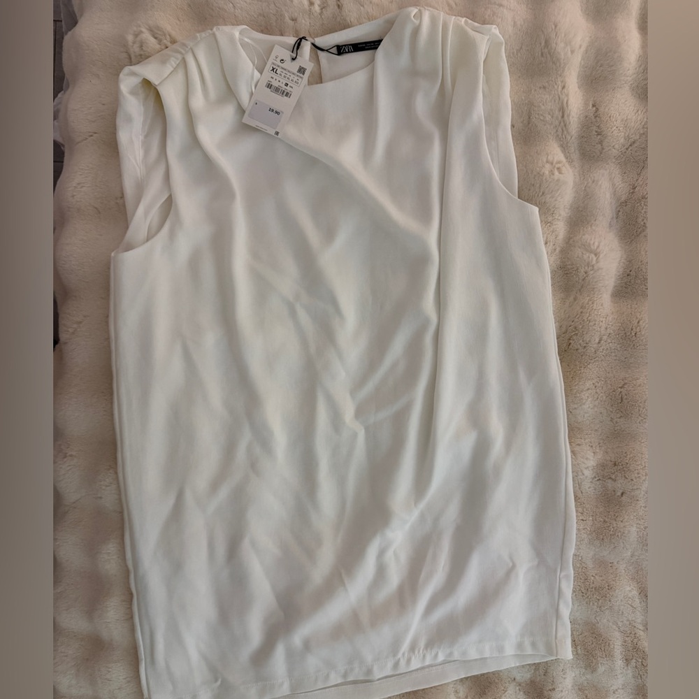 Zara Cream Sleeveless Draped Camisole
